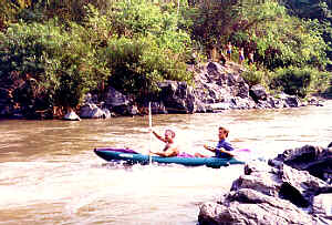 Kajak on the Mae Kok River (Maenam Kok), Chiang Rai Province, Northern Thailand  (14.3 K)